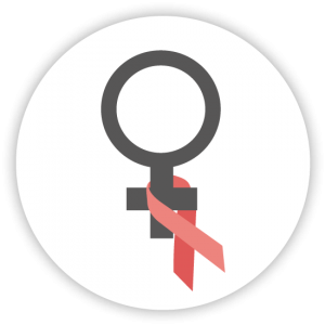 Women's symbol with HIV/AIDS ribbon