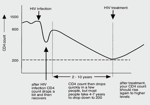 Natural history of HIV infection with treatment